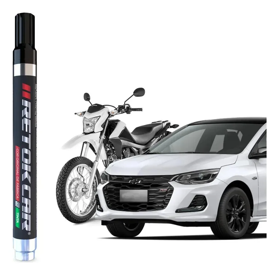 Caneta Tira Risco Branca Reparadora Pintura Automotiva Carro Branco