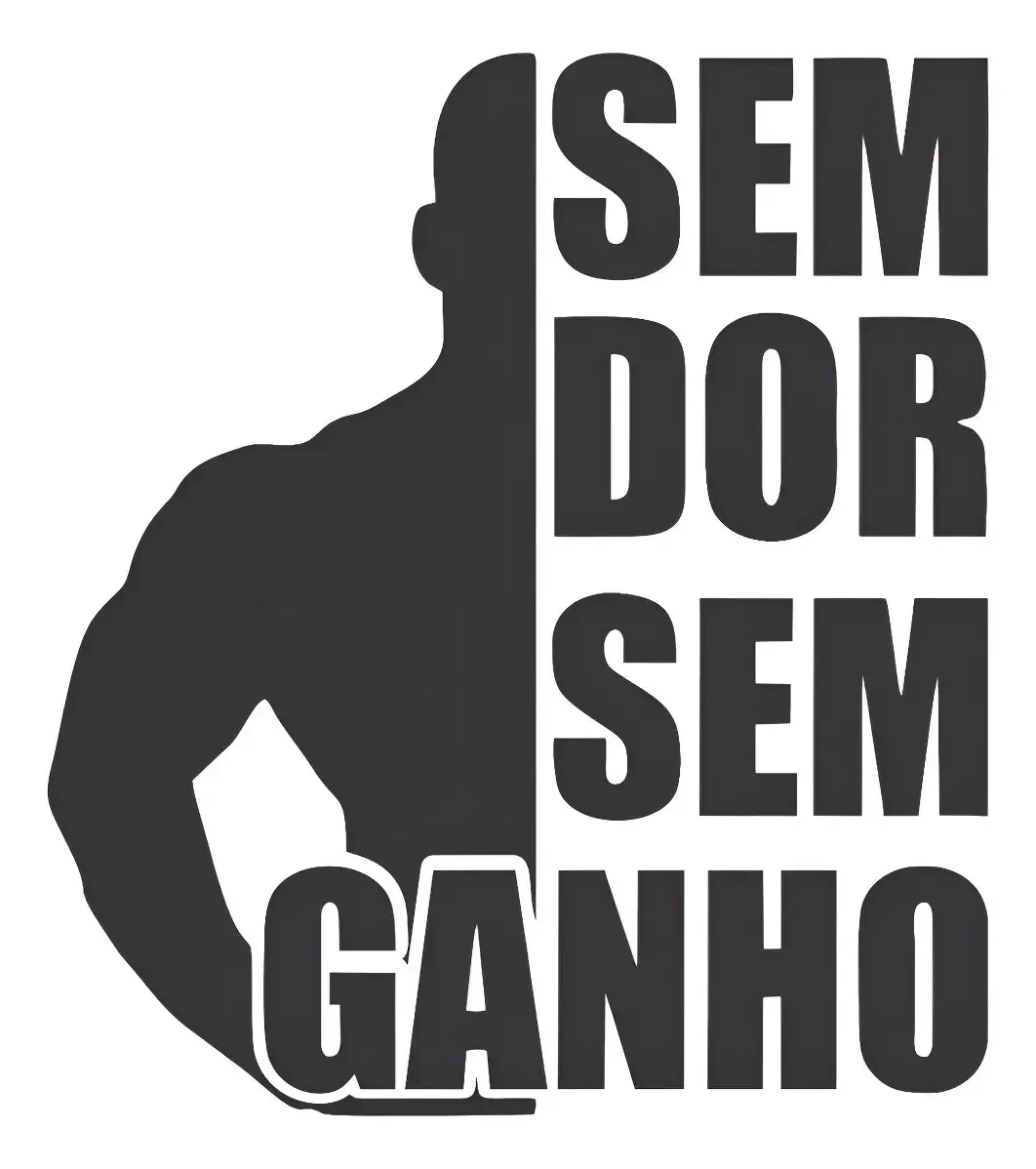 Adesivo Parede Academia Fitness Musculação Sem Dor Sem Ganho Preto Fosco