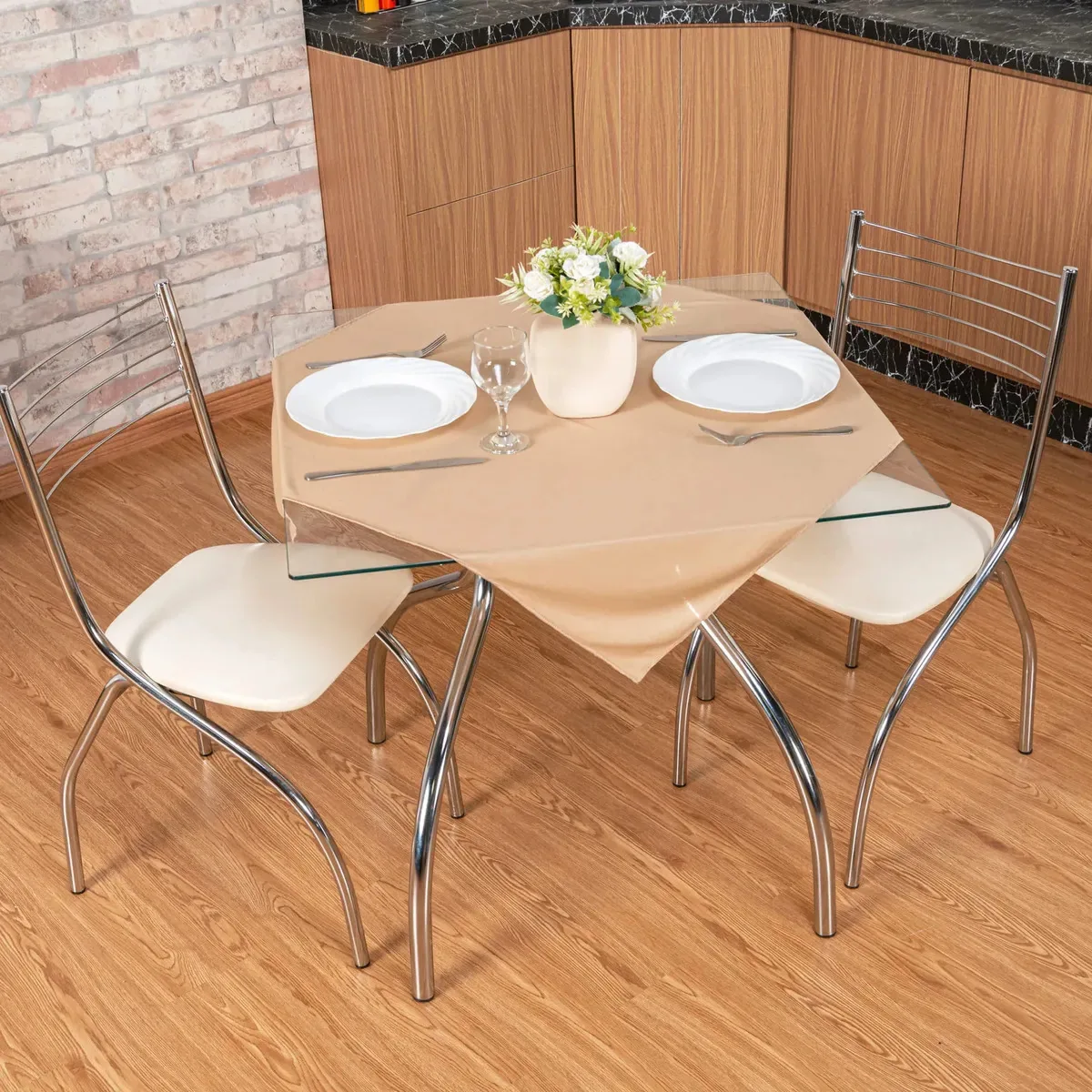 Kit 10 Toalhas Cobre Manchas 75x75 Mesa Festa Buffet Avelã Lisa