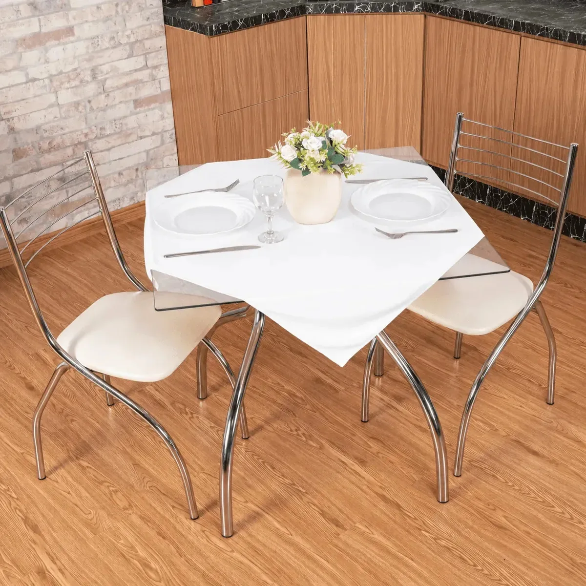 Kit 10 Toalhas Cobre Manchas 75x75 Mesa Festa Buffet Branco Lisa