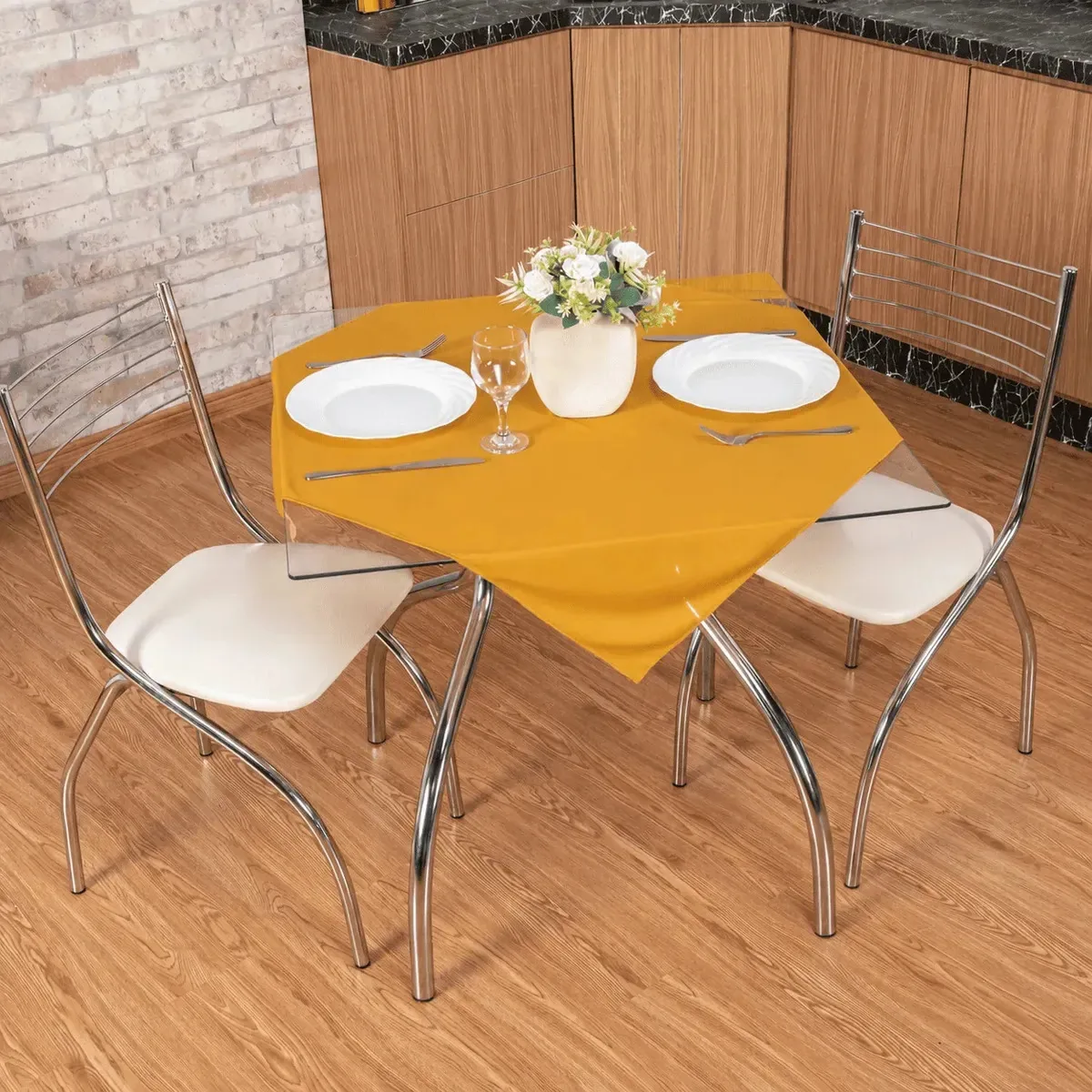 Kit 10 Toalhas Cobre Manchas 75x75 Mesa Festa Buffet Mostarda Lisa