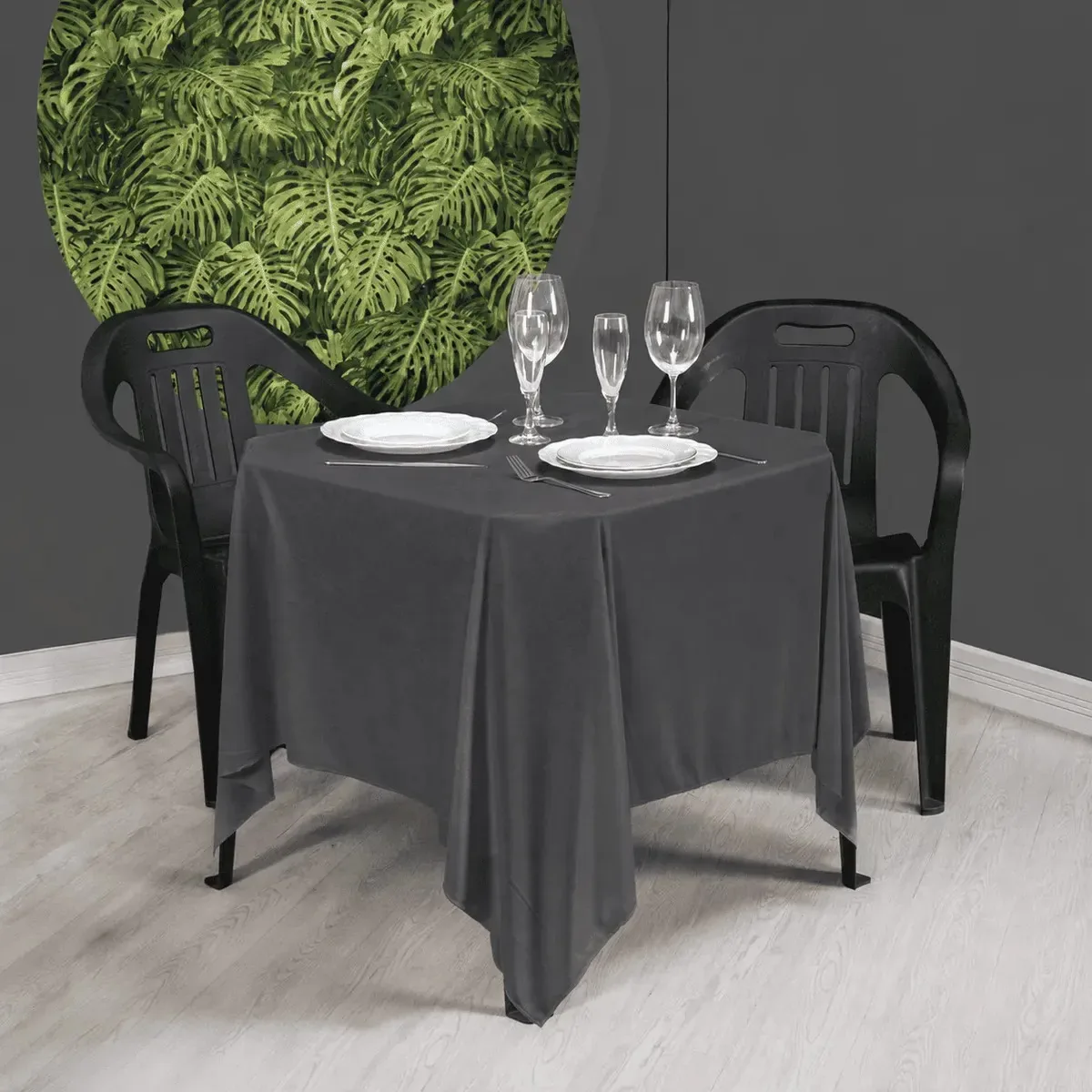 Kit 10 Toalhas De Mesa Malha 1,50x1,50 Festa Buffet Chumbo Lisa