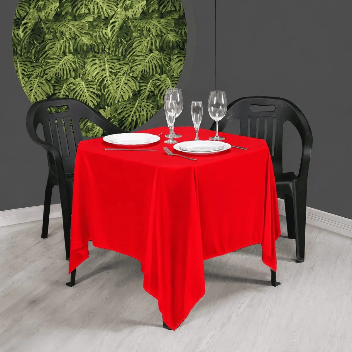 Kit 10 Toalhas De Mesa Malha 1,50x1,50 Festa Buffet Vermelho Lisa