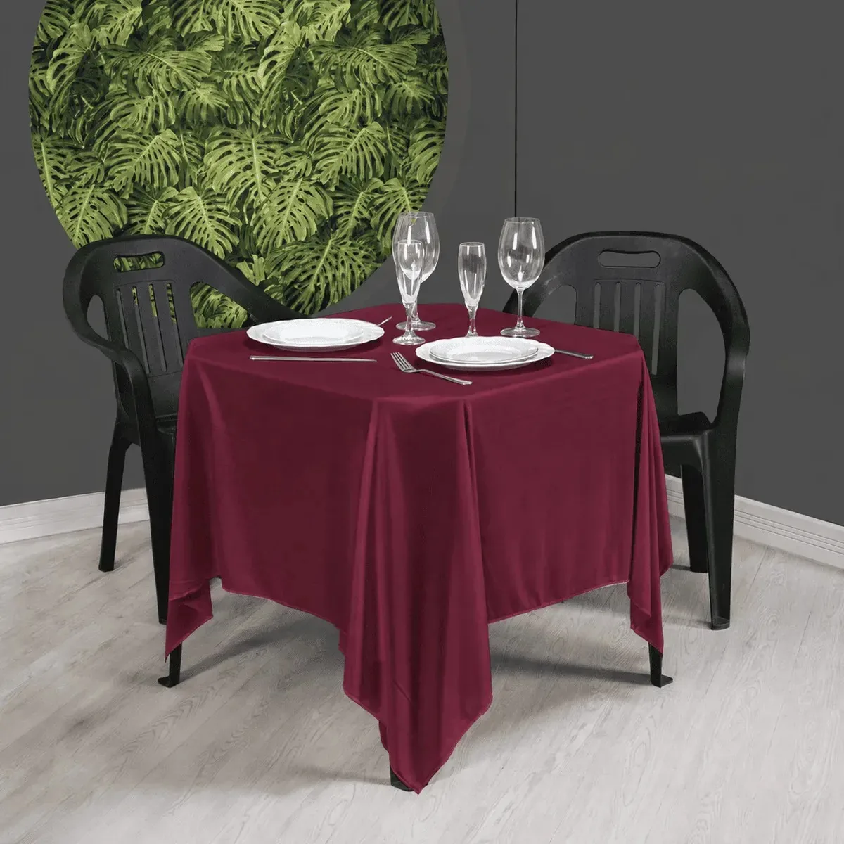 Kit 10 Toalhas De Mesa Malha 1,50x1,50 Festa Buffet Vinho Lisa