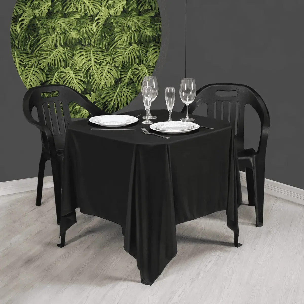 Kit 15 Toalhas De Mesa Malha 1,50x1,50 Eventos Buffet Preto Lisa