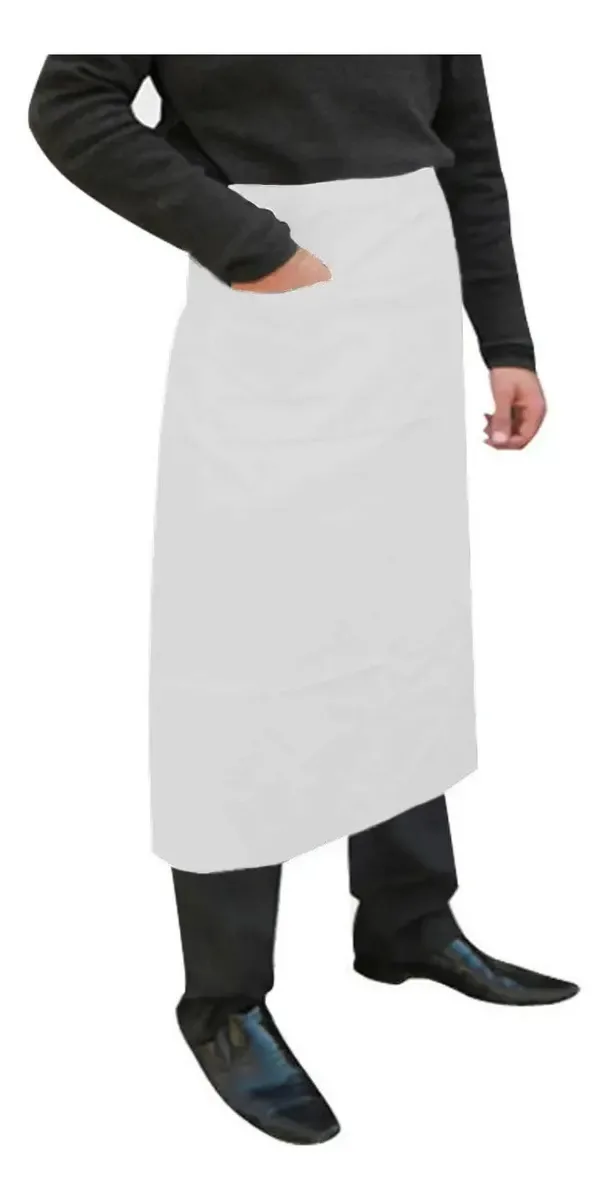 Kit 6 Aventais Brim Cintura C/ Bolso Algodão Chef Longo Cor Branco