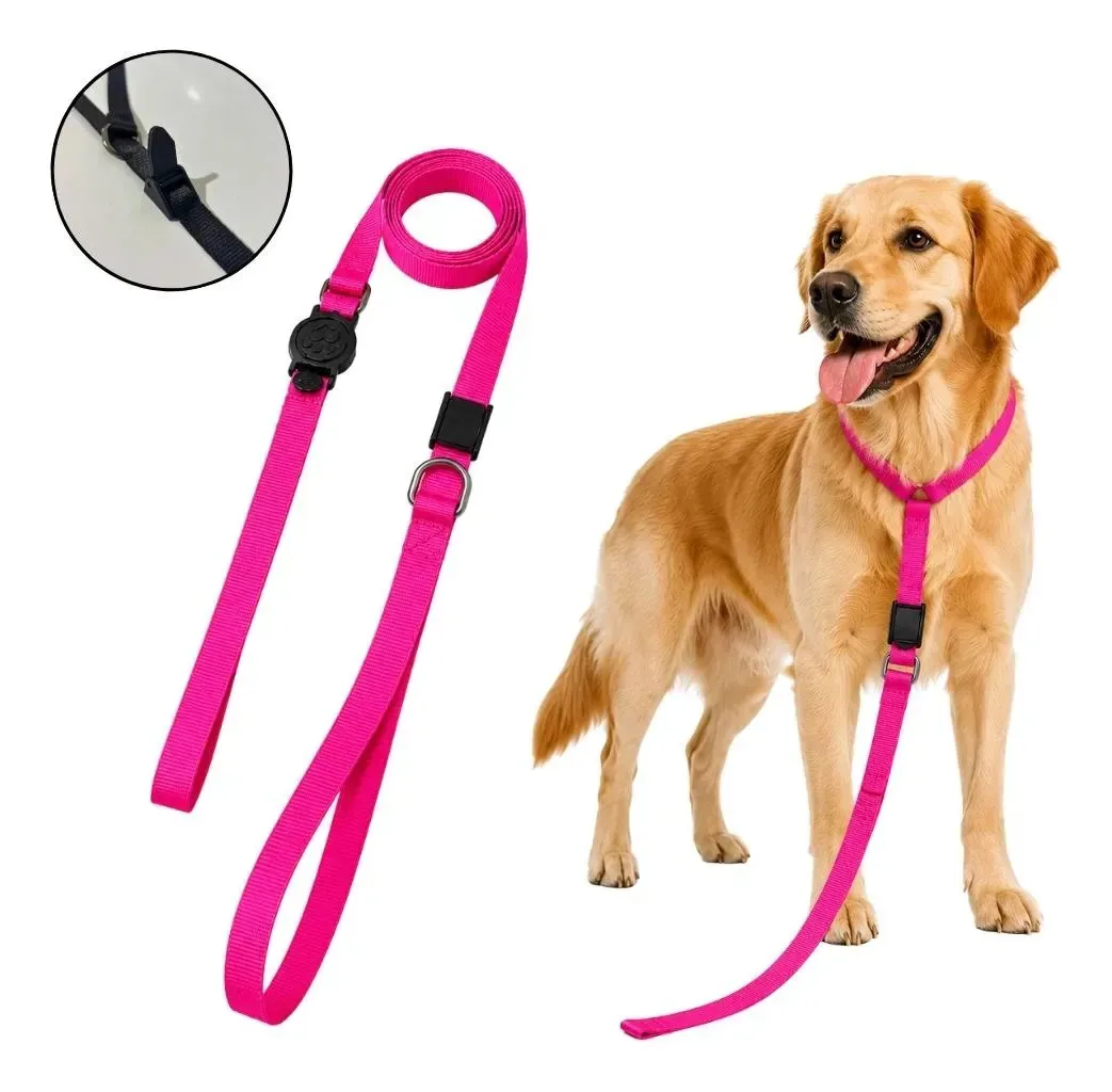 Guia Unificada Treinamento E Adestramento Antipuxão Cachorro Rosa