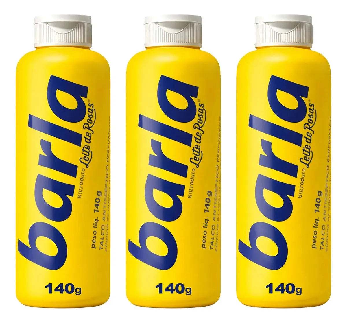 Kit 3 Talco Barla Antisséptico Perfumado Leite De Rosas 140g