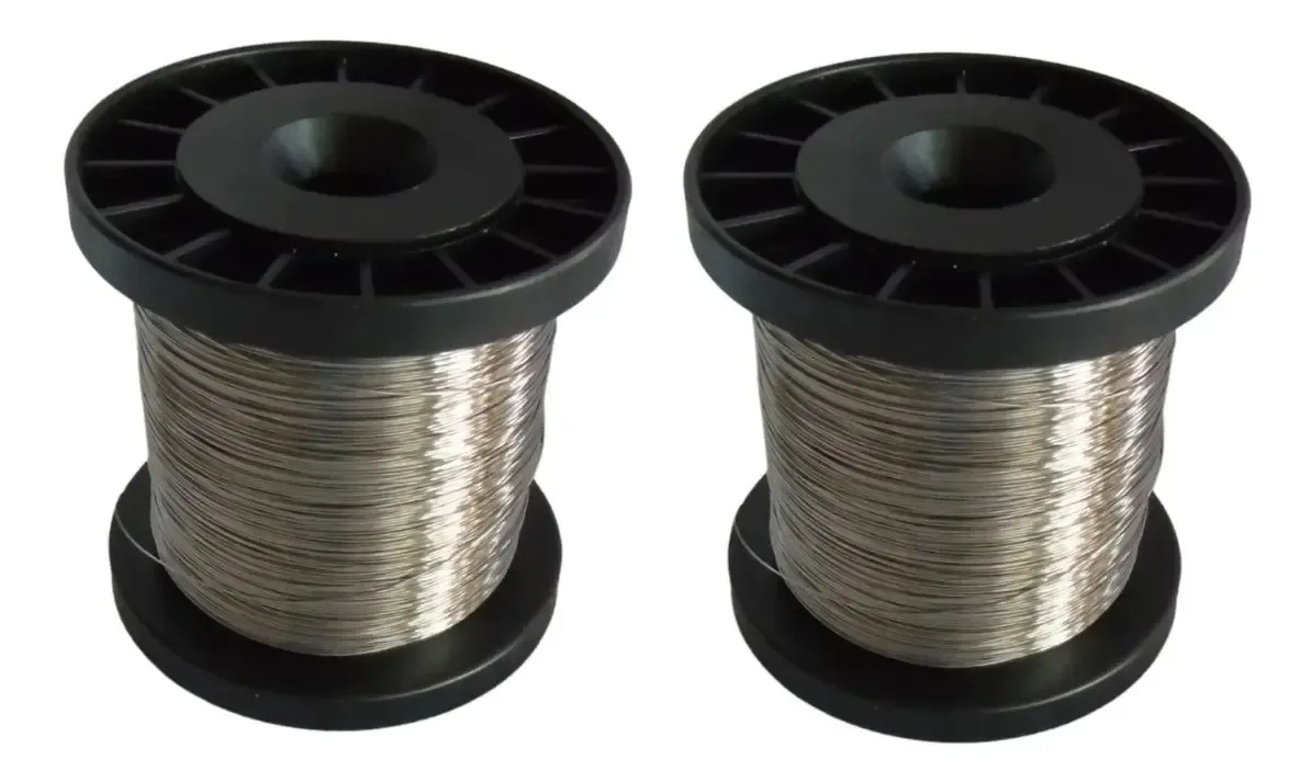 2 Rolo Arame Inox Grosso Caixilho Quadro Apicultura 0,60mm Prateado