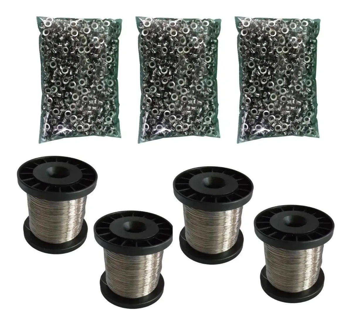 4 Rolo De Arame Aço Inox 0,45mm + 3000 Ilhos Para Apicultura Inox Apicultura Arame