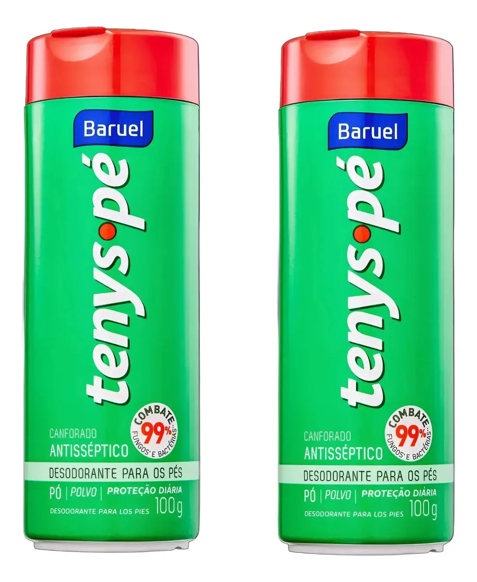 Talco Tenys Pé Baruel Desodorante antisséptico Desodorante antisséptico pés em frasco 100 g pacote x 2 un
