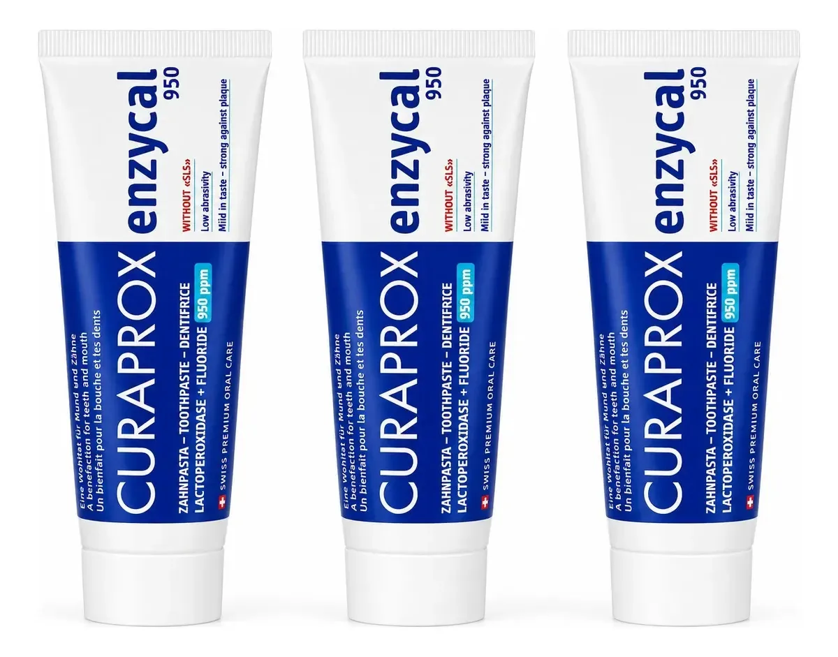 Kit3 Creme Dental Pasta De Dente Curaprox Enzycal 950ppm 90g