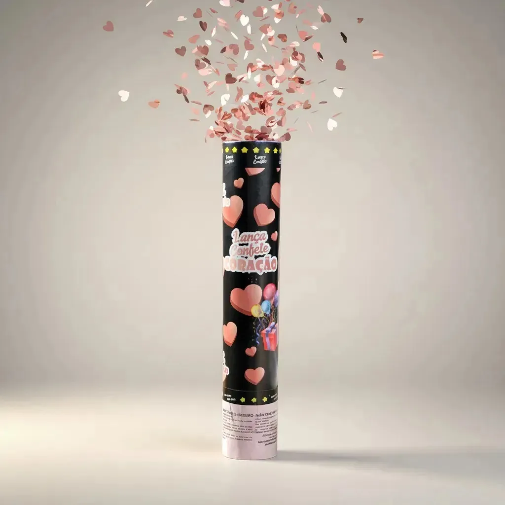 Lança Confete Coração Rose De 30cm Para Festas