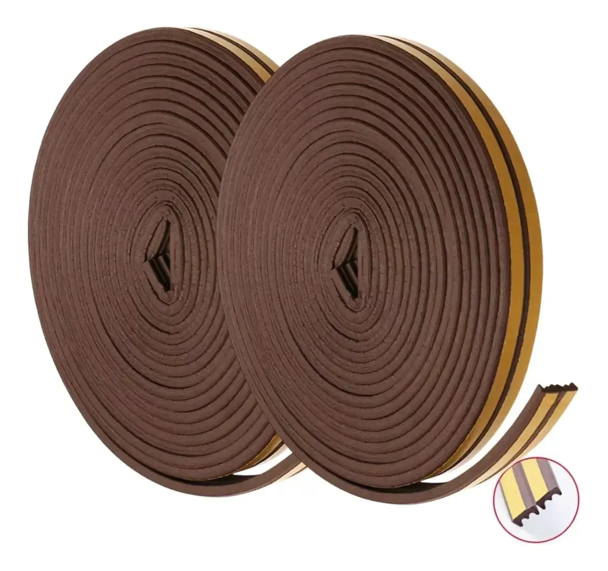 Kit 2 Fitas Vedação Frestas Portas Janelas Duplo Modelo E Cor Marrom