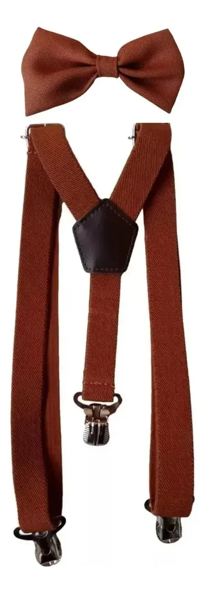 Kit Gravata E Suspensório Adulto Cores Cor Caramelo