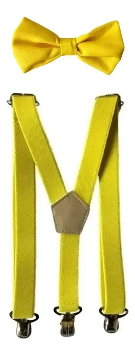 Kit Gravata E Suspensório Adulto Cores Cor Amarelo