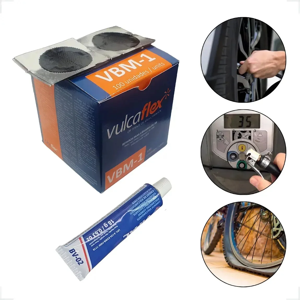 Kit Remendo Vbm 01 Vulcaflex Cx C/ 100 Unid + 1 Cola Vipal