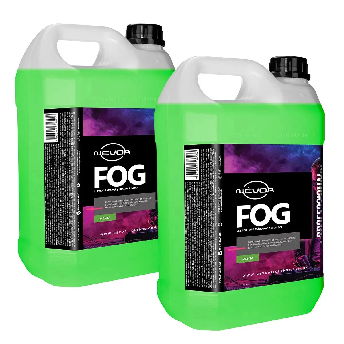 Kit 2 Líquidos Para Máquina De Fumaça 5 Litros Menta Professional Névoa