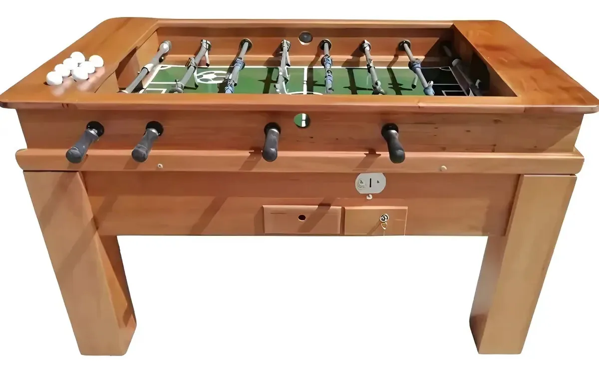 Mesa De Totó / Pebolim/ Comercial Com Ficha (madeira Maciça) Marrom-claro