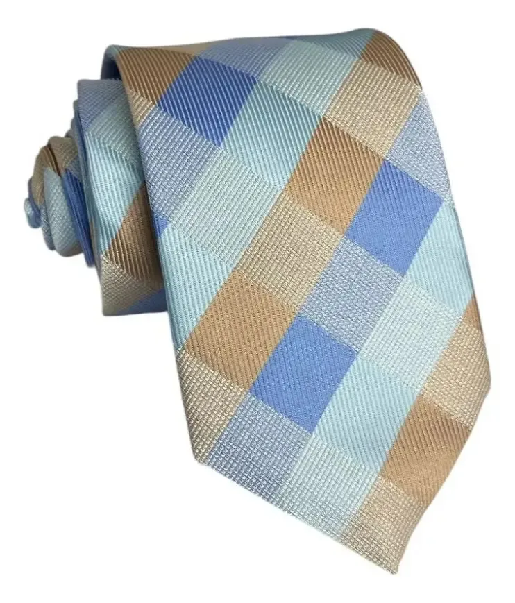 Gravata Semi Slim Xadrez Df Gravatas Masculina Azul-claro Xadrez 378.5 Cm