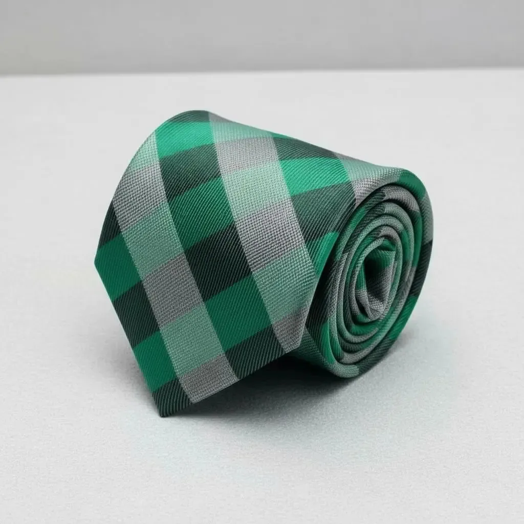 Gravata Xadrez Slim Verde Claro Diferenciada Verde-claro Xadrez 149 Cm
