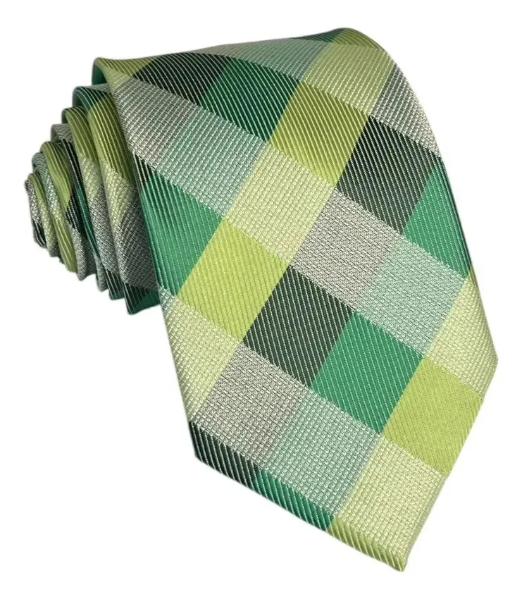 Gravata Xadrez Luxo Clássica Verde Diferenciada Verde Xadrez 149 Cm