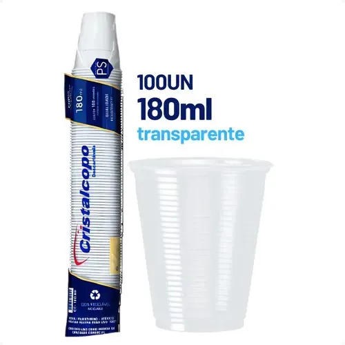 Kit 1000 Copos Descartáveis Transparente 180ml Cristal Transparente