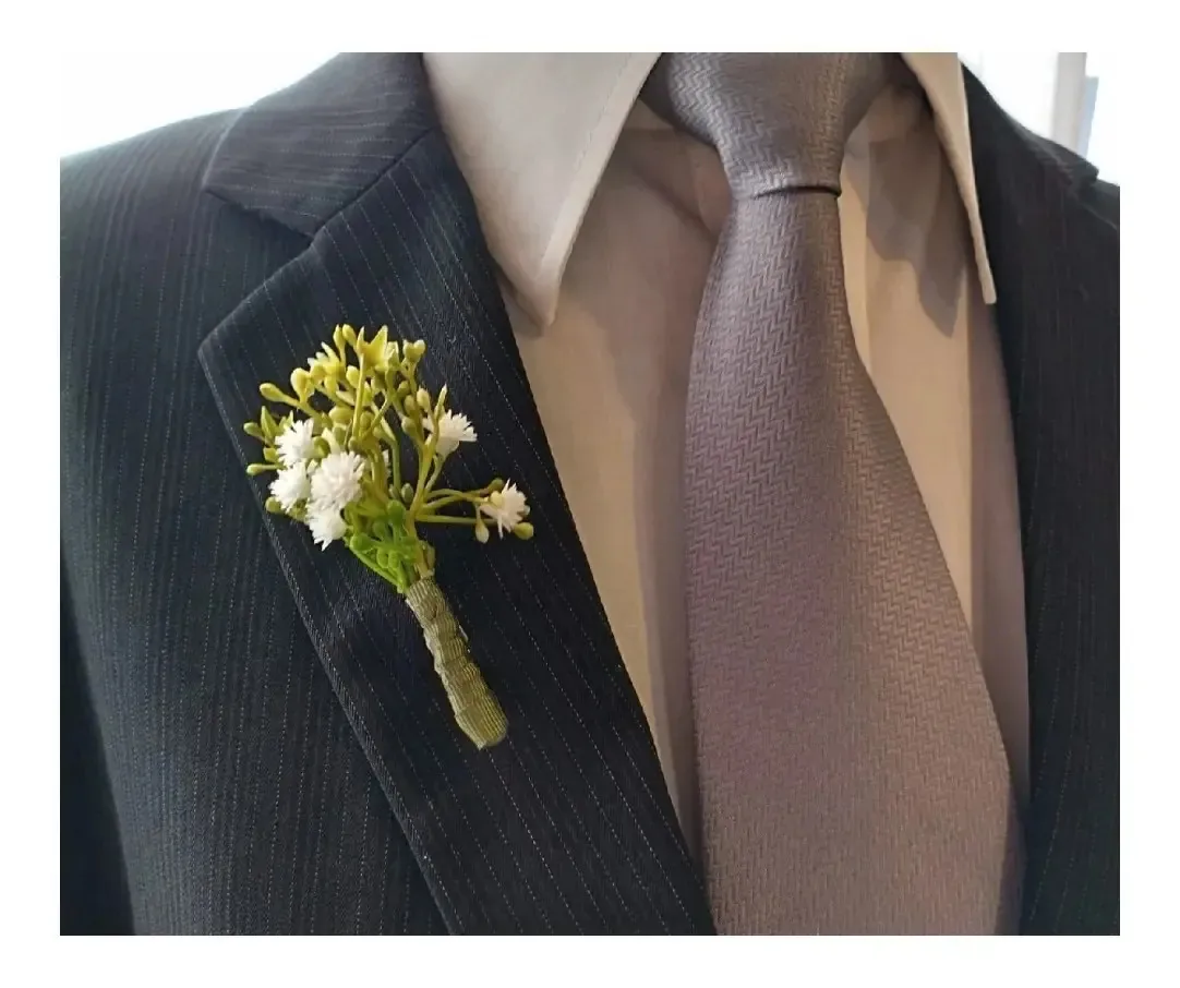 Lapela Para Noivos Flores Casamento Broche 1un Cor Verde