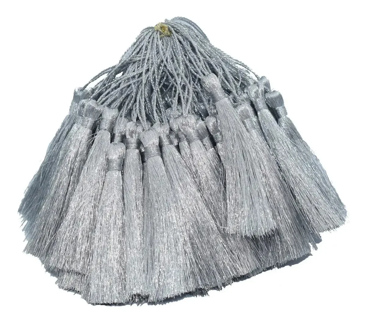 Franjas De Seda Tassel Pinjentes 100 Unidades 1 Pct Cor Prata