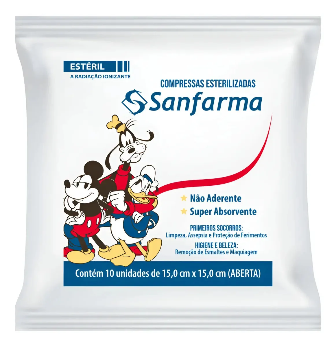 Compressa Gaze Não Aderente Estéril Disney Mickey 10 Pacotes
