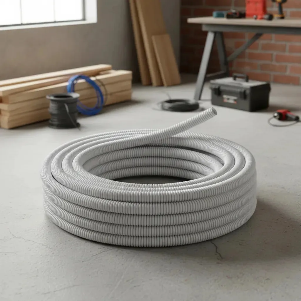 Tubo ondulado branco certificado à prova de fogo de 3/4 x 25mts