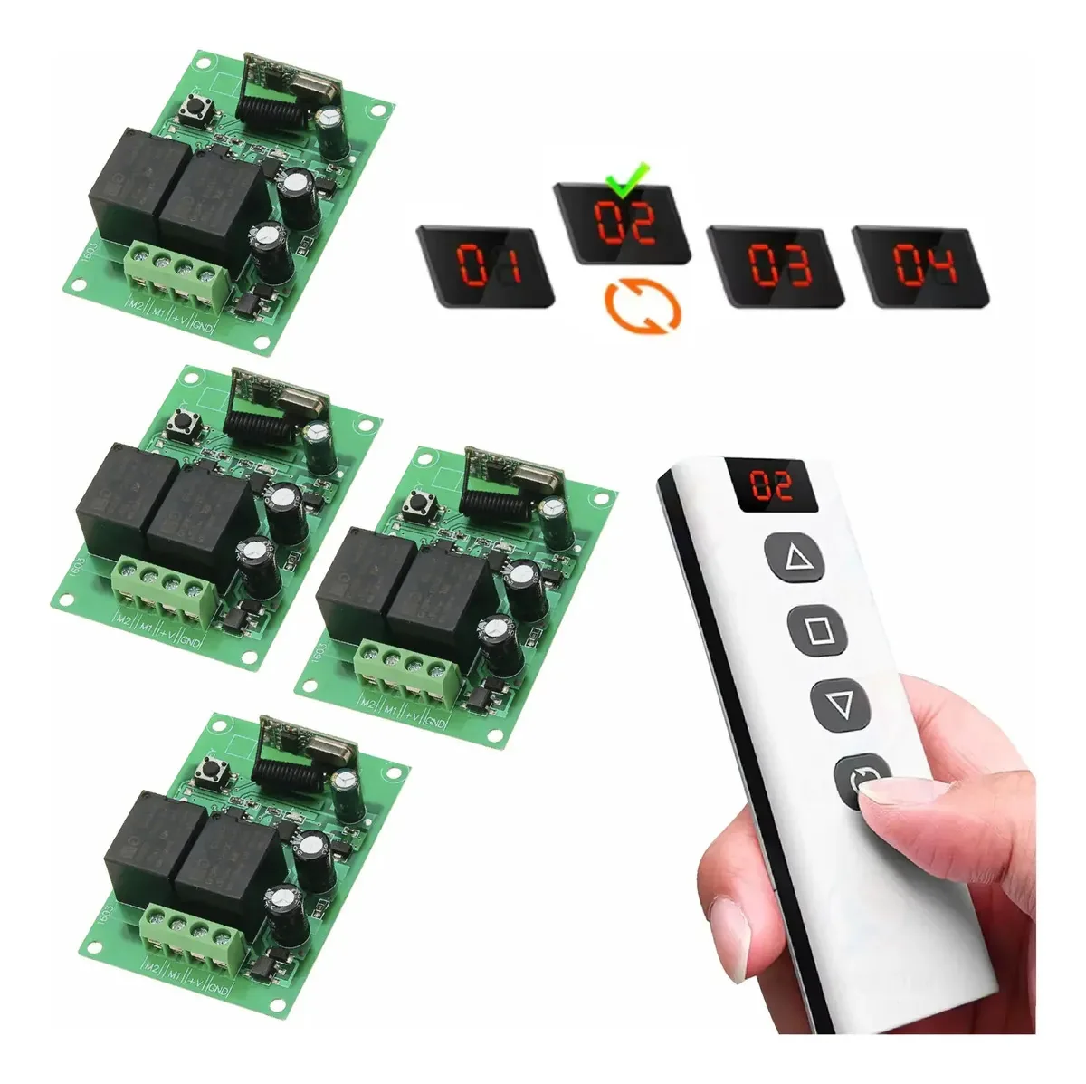 Controle 12v Sem Fio 4 Receptores Atuador Linear E Motor Dc