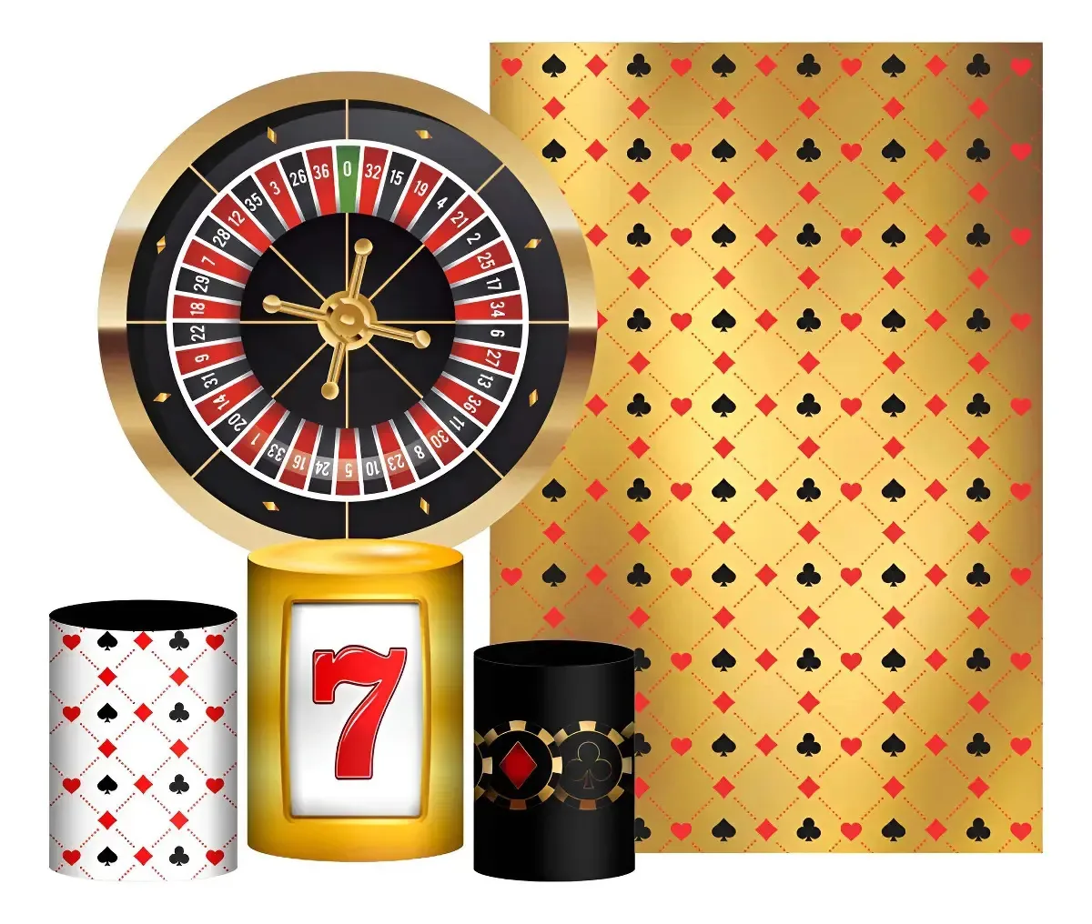 Kit Festa Cassino Painel Redondo Trio Capas Retangular