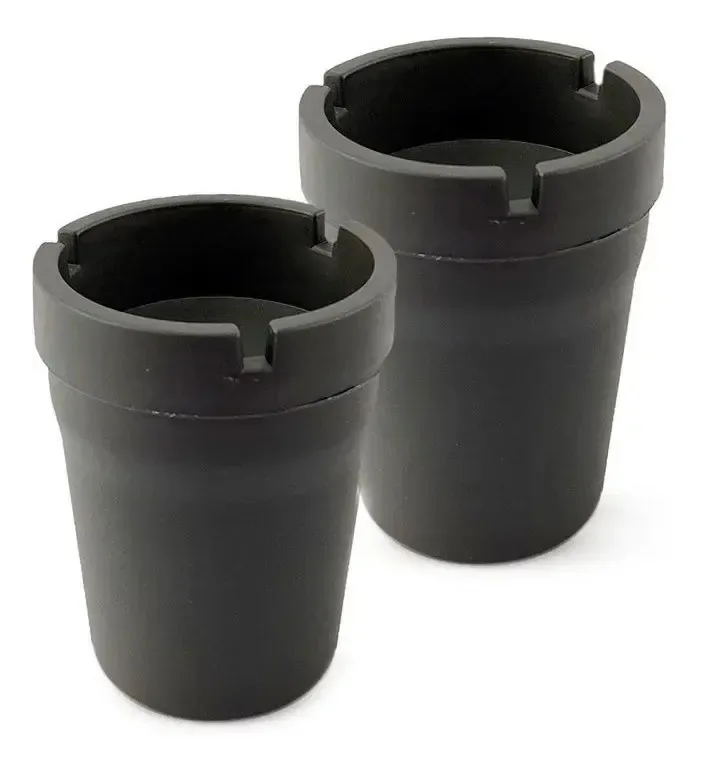 Kit 2 Cinzeiros Portátil Para Carro Automotivo Anticheiro Preto Lisa