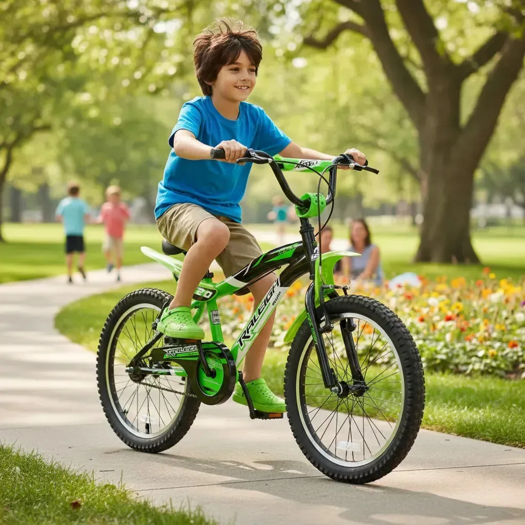 Freios em V para bicicletas infantis de alumínio Raleigh Mxr R20. Cor branco/verde/preto
