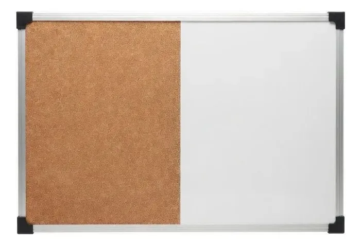 Quadro branco combinado e cortiça 80x120cm Moldura metálica branca