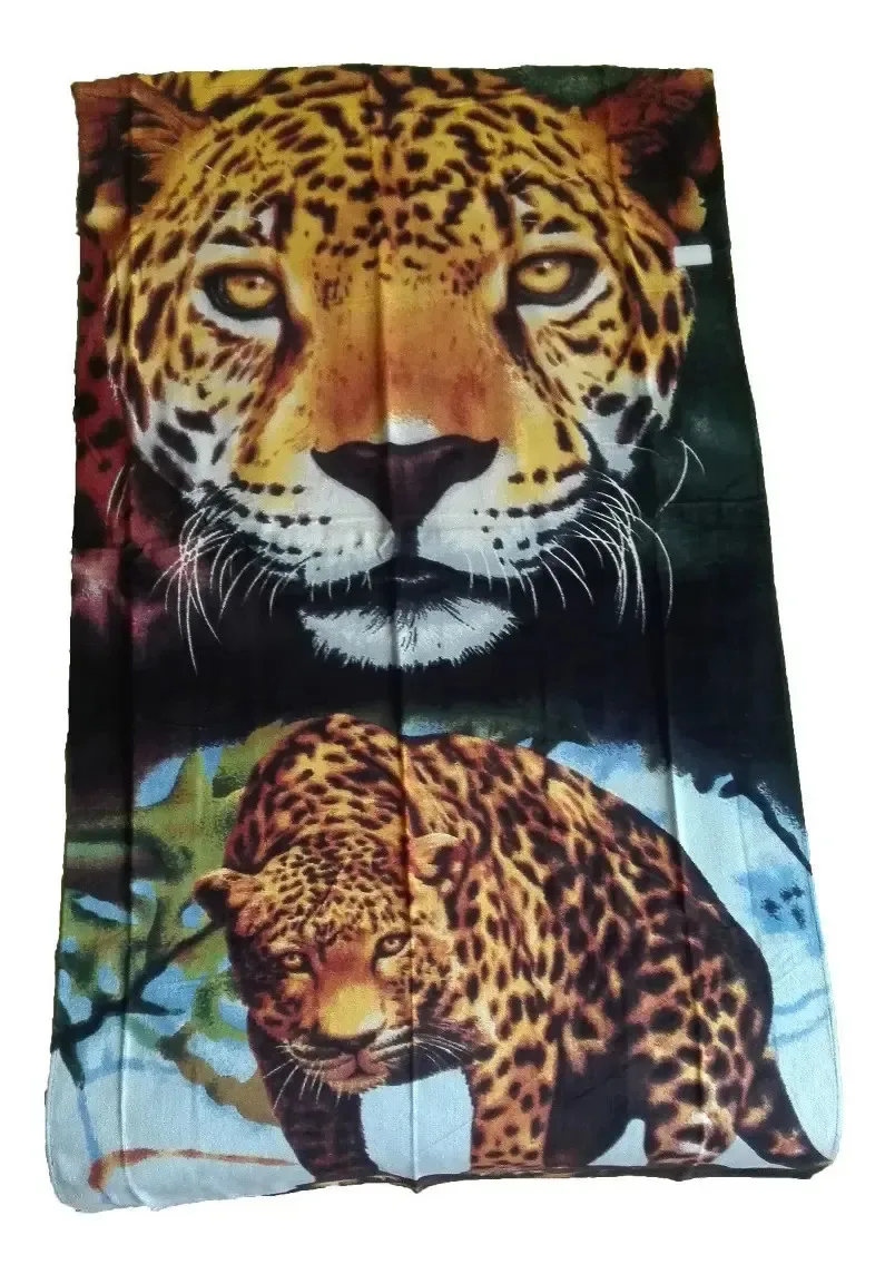 Toalha de praia estampada 100% algodão leopardo