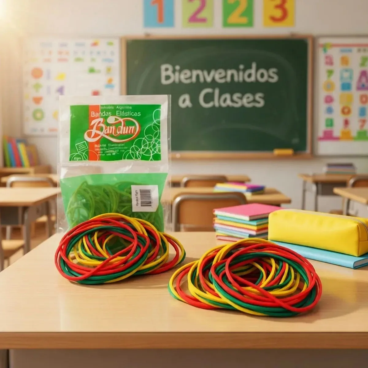 Bandun Elastic Bands Colors 40mm 12 sacos de 10g: amarelo, vermelho, verde