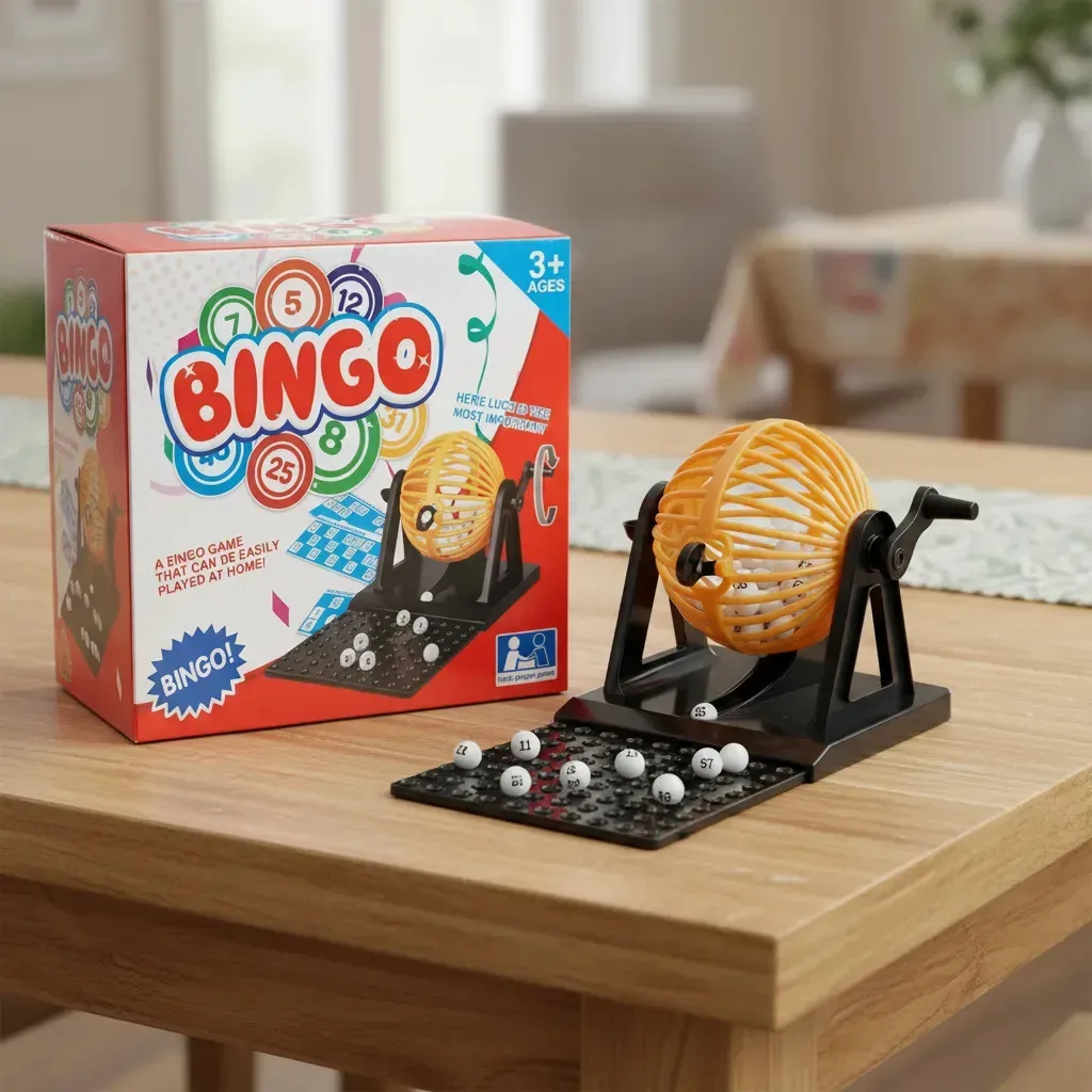 Bingo com suporte de bola de plástico 12 caixas e 90 bolas