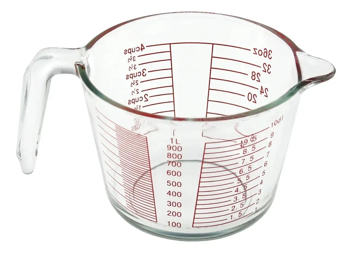 Frasco de medição de vidro Copo de medição Utile Pourer de 1,00 Lt