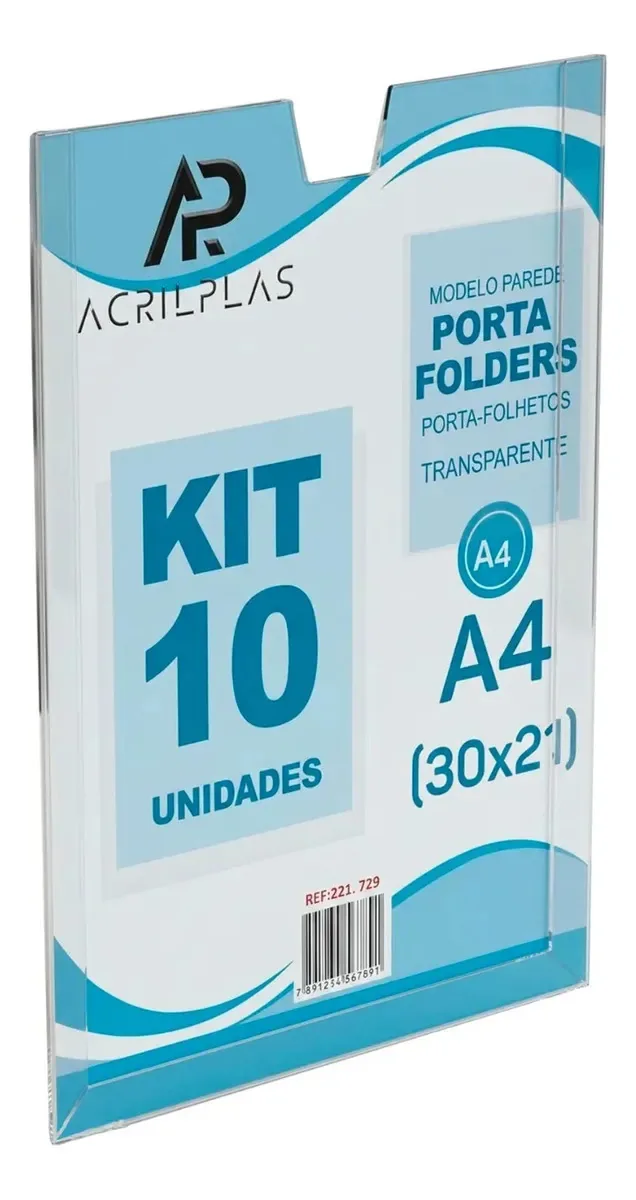 10 Display Expositor A4 De Parede Porta Folha Petg Transparente