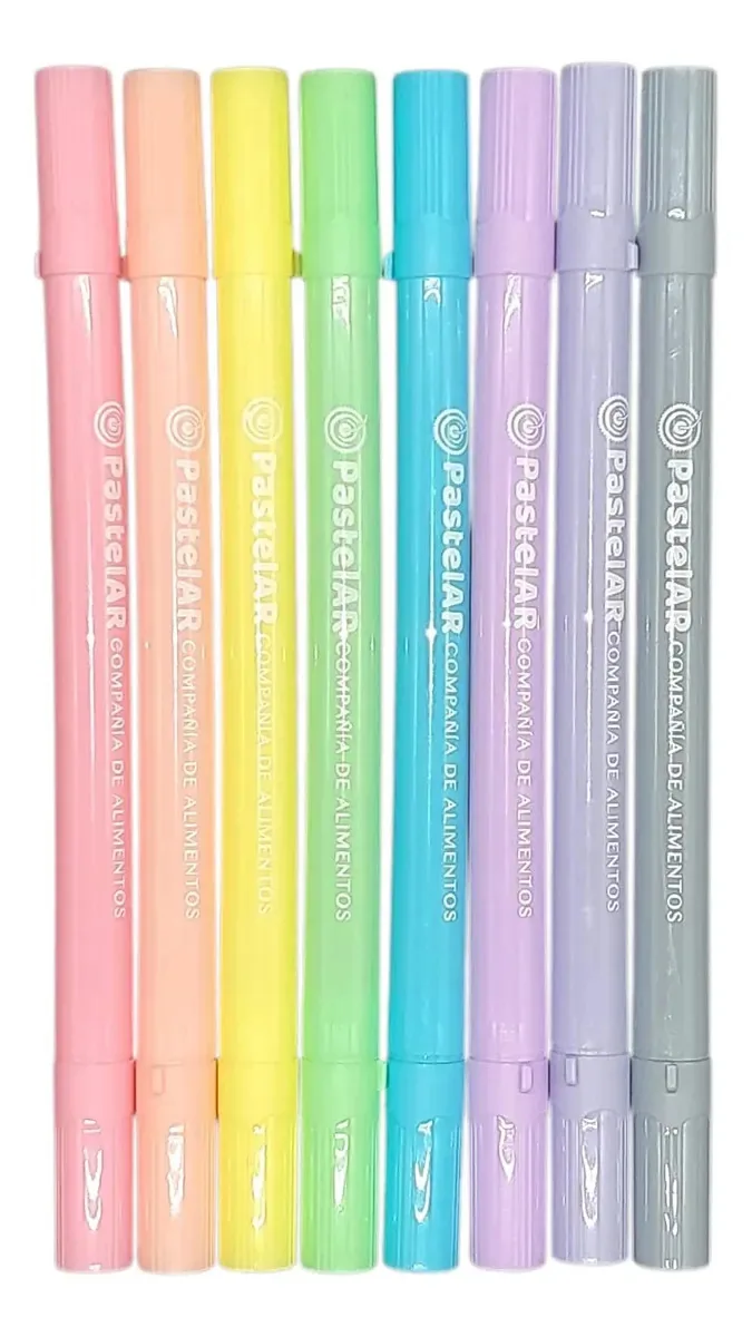Marcadores de coloração comestíveis em pastel pastel de ponta dupla X8