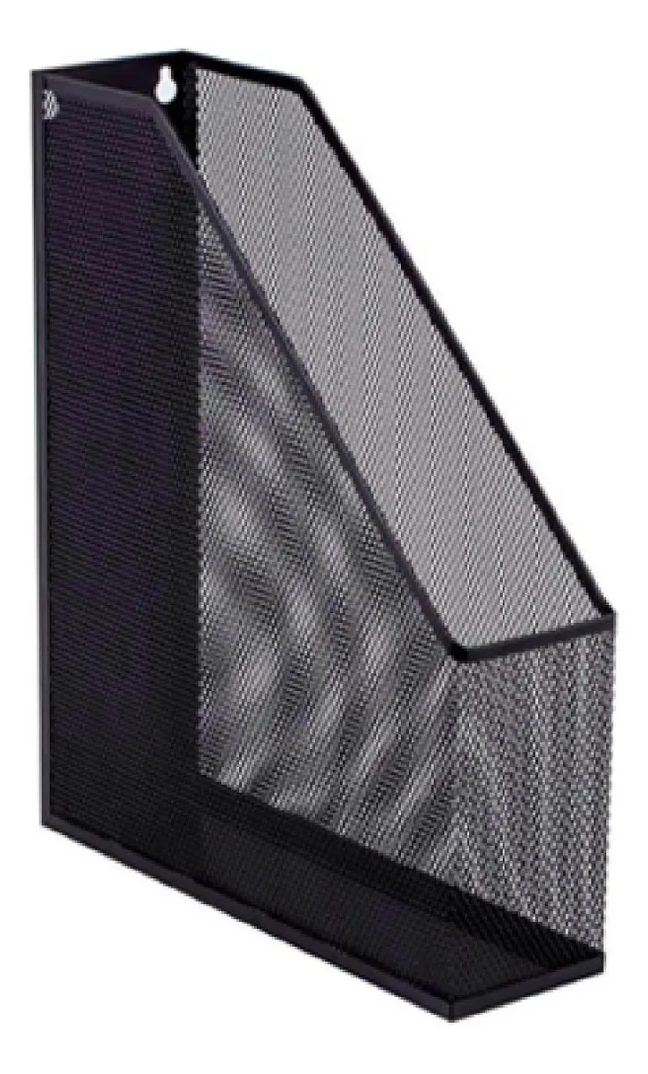 Porta-revistas metálico Onix com porta-revistas preto de malha fechada