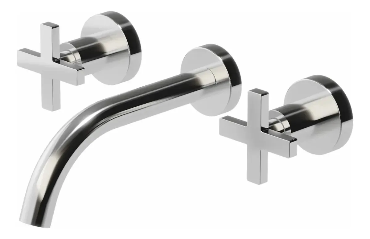Torneiras para lavatório de parede Vasser Cruxia Bimando 39/1021 Chrome Silver