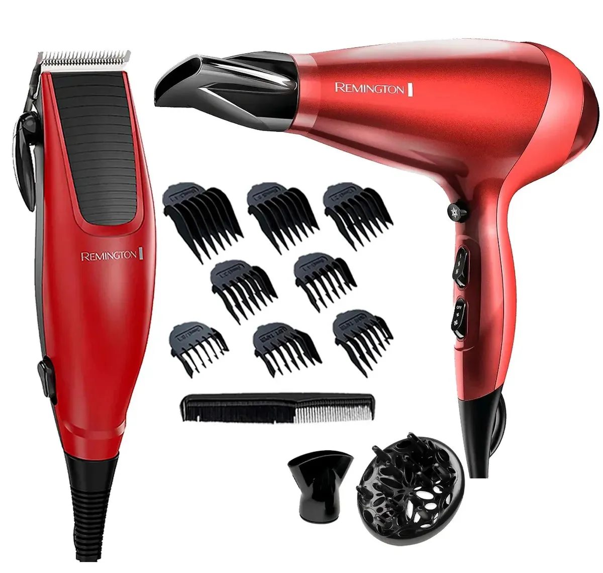 Máquina de cortar cabelo Remington Combo com acessórios + Secador de cabelo profissional 2400w