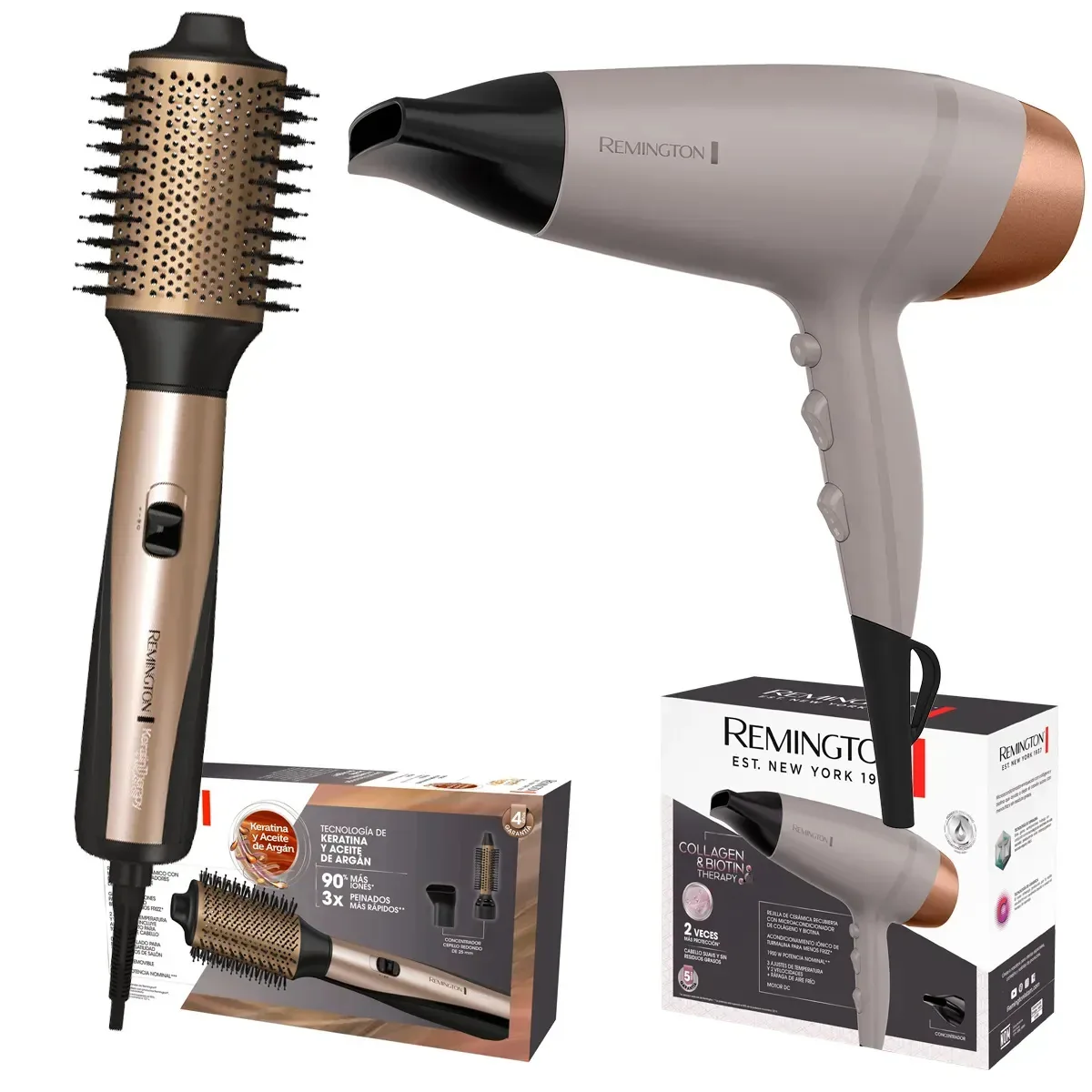 Secador de cabelo Remington Combo 1900 W 3 Temp. + Multimodelador com escovas intercambiáveis 25 e 70 mm 1200 W