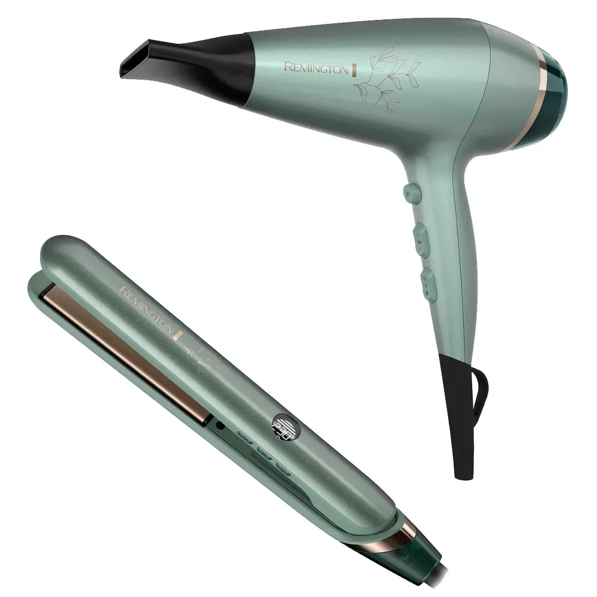 Alisador de cabelo Remington Botanicanls Combo 9 níveis 230 °C + Secador de cabelo 2300 W