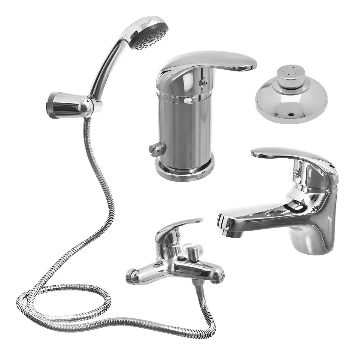 Conjunto de torneiras Monocom. Exte. Lavatório de chuveiro Missouri Silver