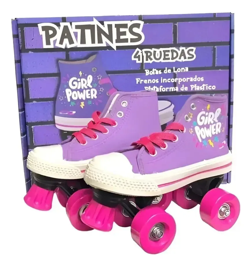 Sapato de lona Patin Violet de 4 rodas com estampa roxa Rock 28