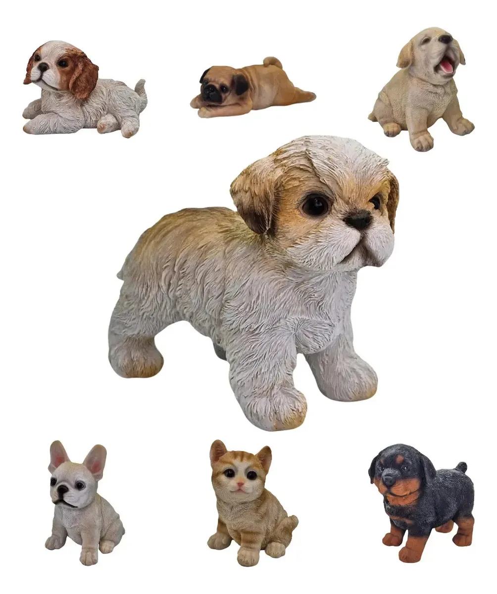 Estatueta Pet Cao Gato Pet Decoracao Sentado Deitado Em Pe Cor Shih Tzu em Pé
